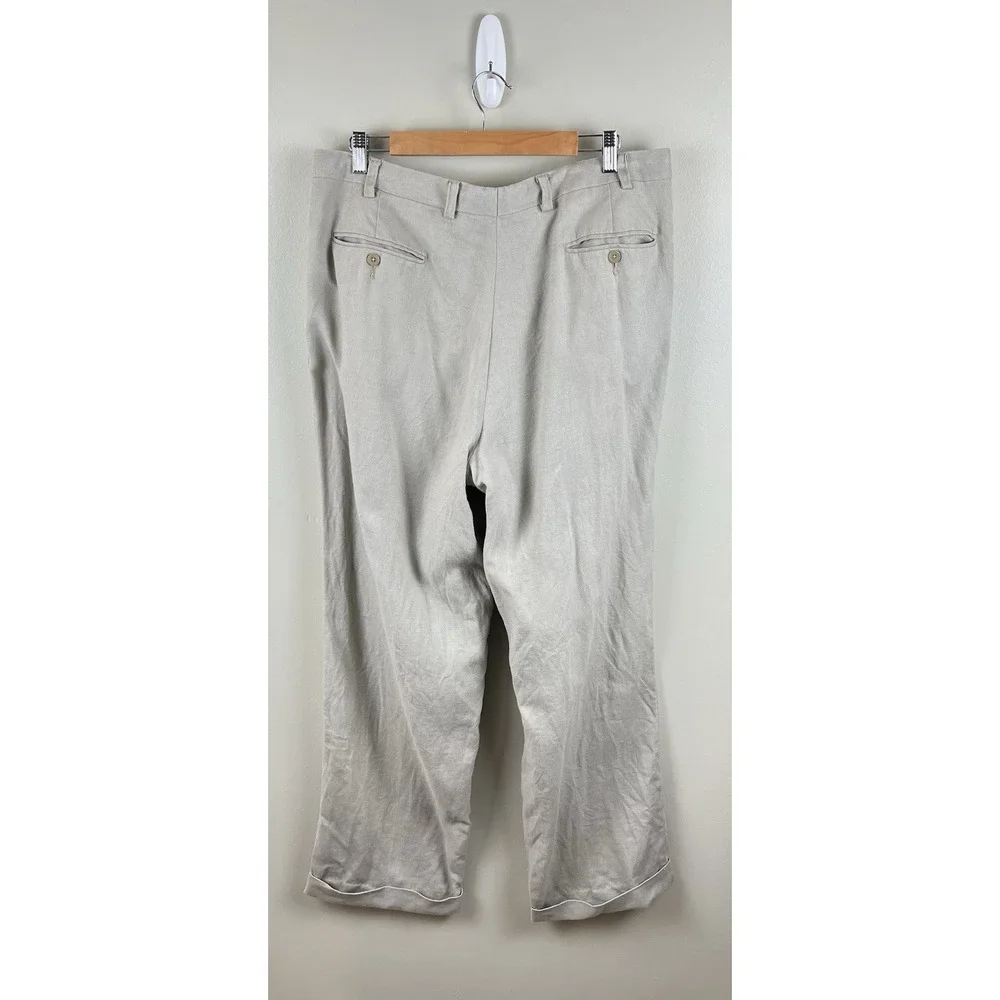 Lauren Ralph Lauren Mens 100% Linen Pants 36 x 32 Beige Classic Old Money